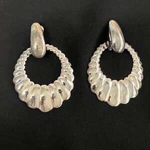 Elegant Silvertone Hoop Earrings